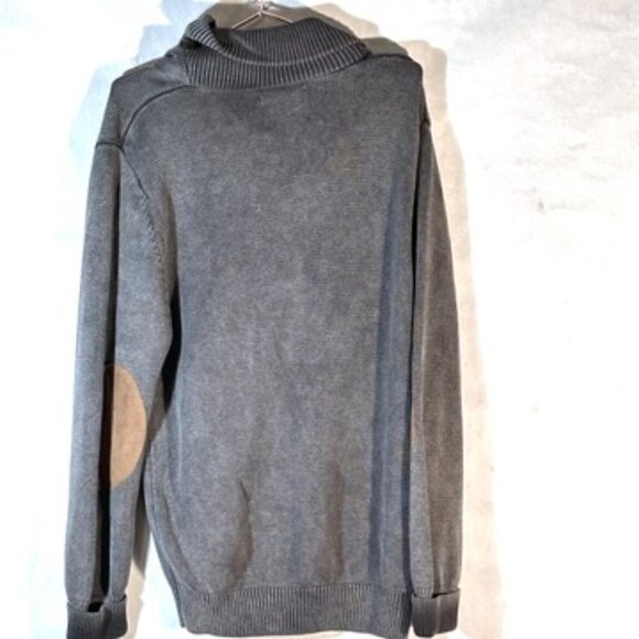 T Dalton Size Medium Sweater Elbow Patches Gray Cotton Shawl Collar Soft EuC - Picture 4 of 6